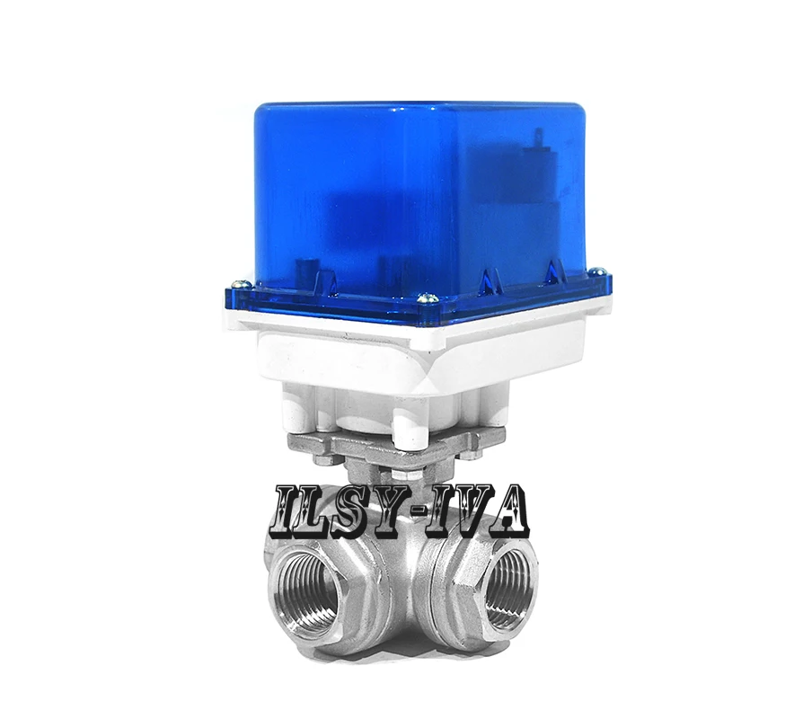 DC12V/24V DN8~DN25 3-way electric valve,fixed-type Stainless steel motorized ball valve