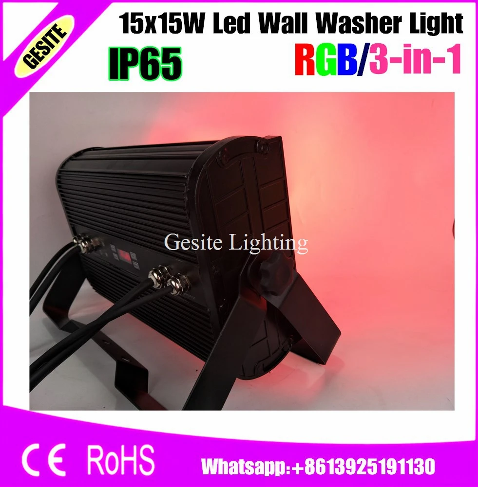 2pcs/lot 100% Hi-Powerful 225W Tricolor 15x15W 3in1 Light DMX waterproof Wall Washer LED Lighting Fixture