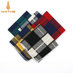 High Quality Men's Hankerchief Scarves Plaid Business Suit Hankies 100% Cotton Casual Men Vintage Pocket Square Handkerchiefs