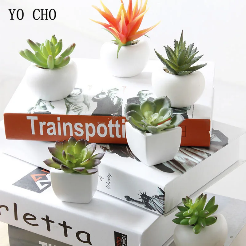 YO CHO Fridge Blackboard Magnet Sticker Artificial Potted Succulent Plants orchid DIY for Home Wall Decor Sticker Green Potted