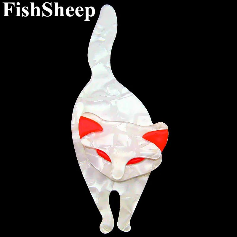 FishSheep New Acrylic Cat Brooches For Women Lovely Big Plastic Animal Cats Fox Brooch And Pins Fashion Ladies Lapel Pin Jewelry