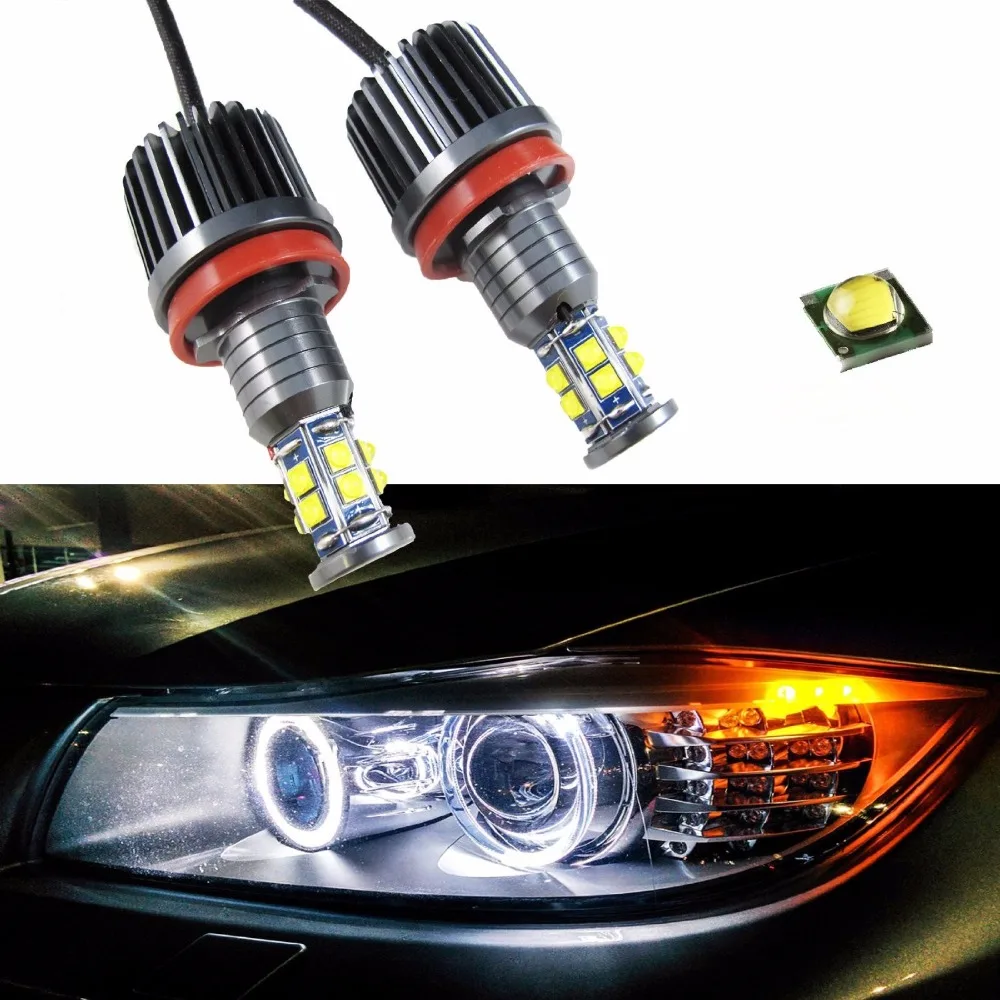 

Pair 80W 6000K White H8 LED Angel Eyes Ring Marker Bulbs For BMW1 3 5 X Series Z4 X5 X6 Error Free Canbus