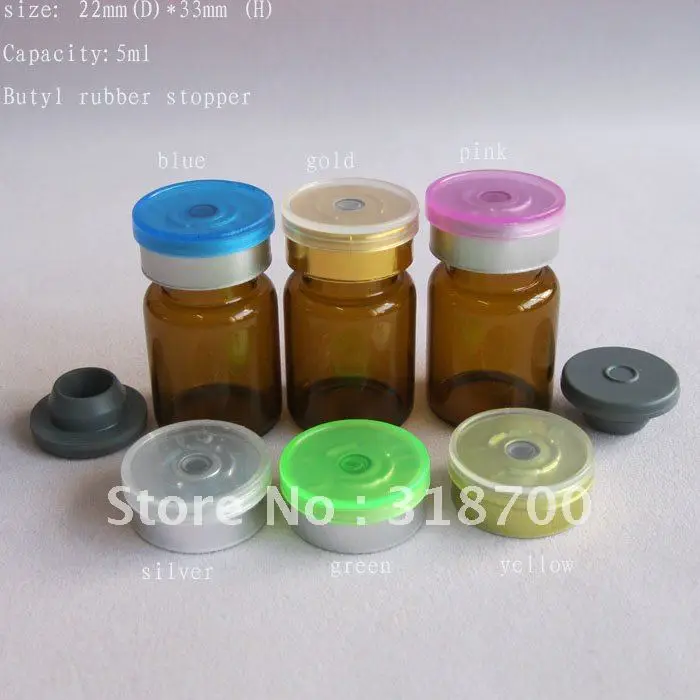 

5ml amber glass vial with butyl rubber stopper & flip cap, 2ml,3ml till 30ml is available