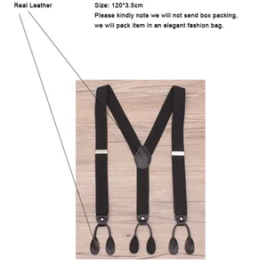 Novo homem suspensórios de couro real 6 botão cinta cinta moda suspensorio ajustável ligas tirantes 3.5*120cm sem caixa 10 principais vendas suspensorio botão - №7