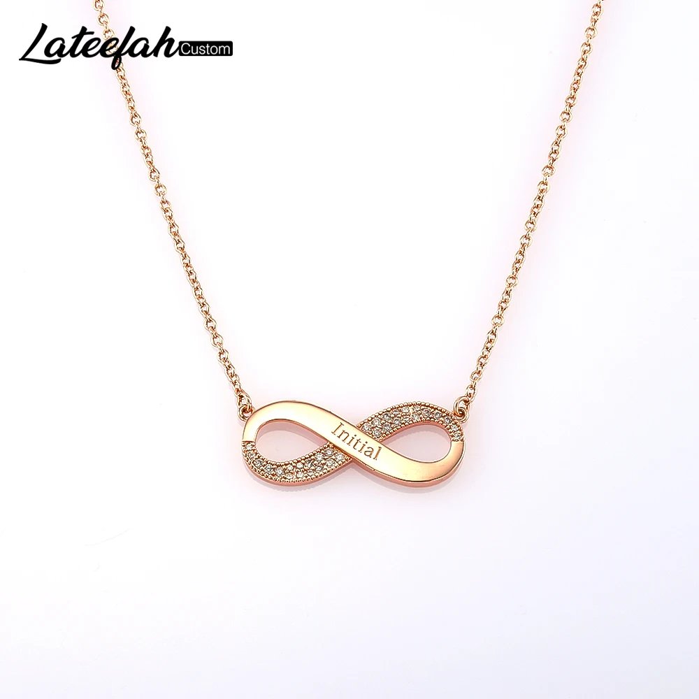 

Lateefah Custom Name Stainless Steel Zircon Custom Couple Necklace Personalized Infinity Pendant Necklaces For Women As a Gifts