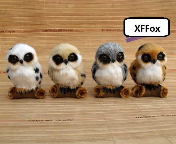 4 pieces a lot cute reallife owl models plastic&furs owl dolls home decoration gift about 7x7x10.5cm xf0493