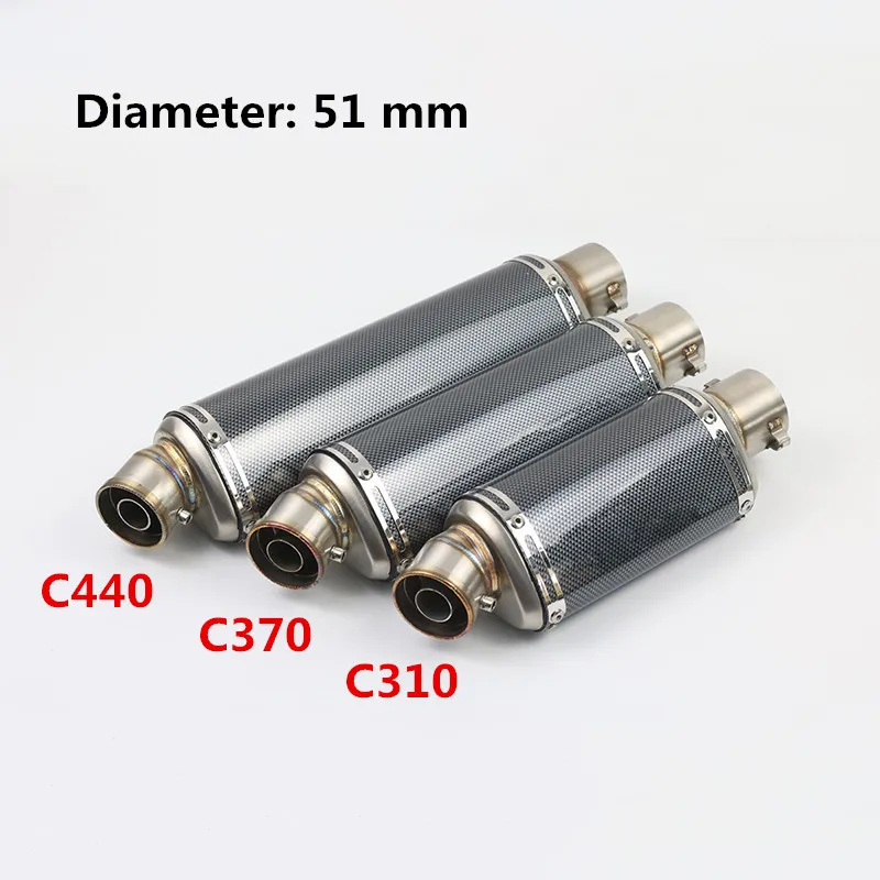 38mm-51mm Motorcycle Exhaust Muffler Pipe Removable DB Killer Silencer System Modified For 310mm 370mm 440mm Length Baffler Tube