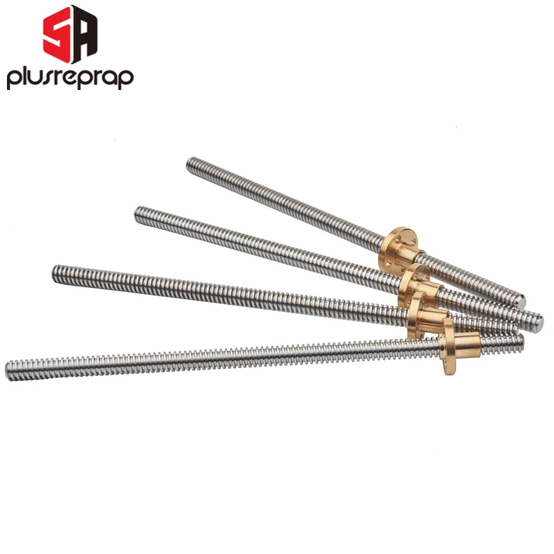 Vis à plomb avec écrou en laiton pour imprimante 3D Reprap, axe Z, T8, OD 8mm, pas 2mm, plomb 2mm, 150mm, 200mm, 250mm, 300mm, 350mm, 400mm, 500mm