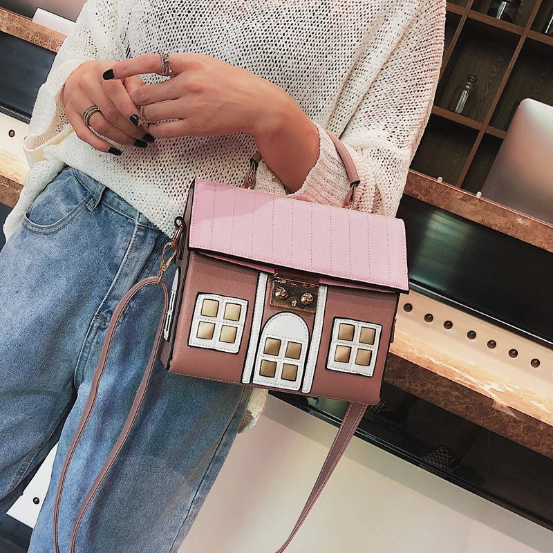 Fashion Cute House Design Pu Leather Crossbody Bag for Women Purses and Handbags Shoulder Bag Female Tote Bag Designer Bag