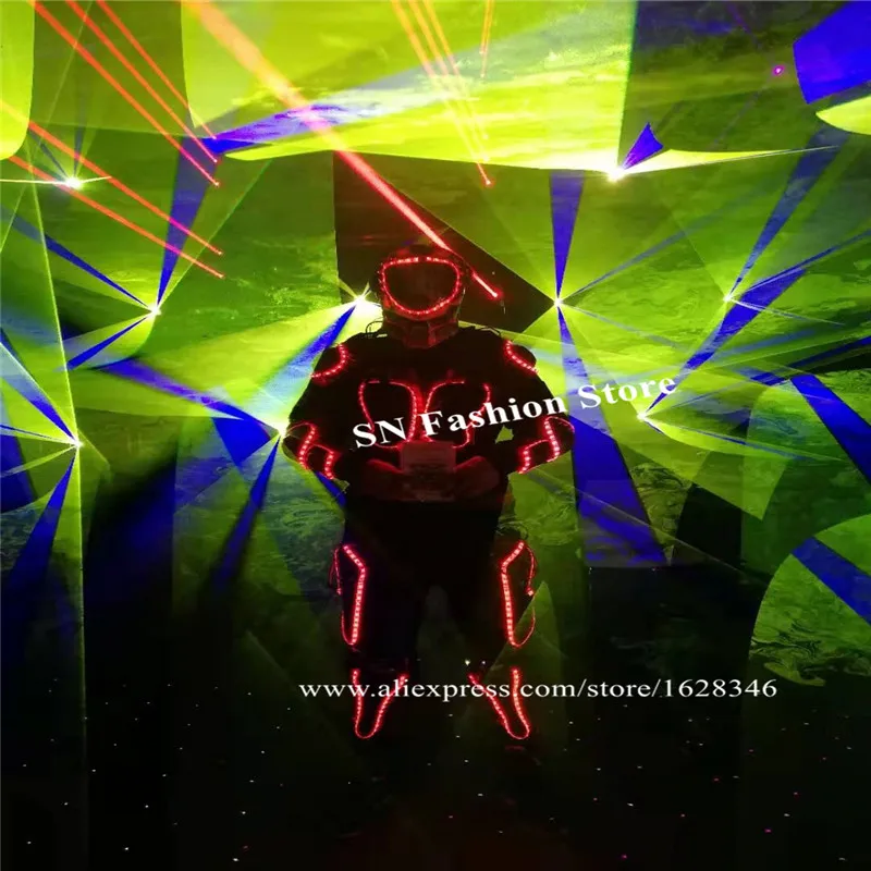 KJ001-1 RGB colorful light ballroom dance led costumes luminous robot men suit dj stage show wear cloth bar club performance ktv