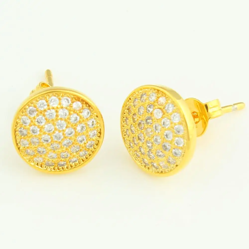

Adixyn Gold Round Cubic Zirconia Earrings Fashion Jewelry 24K Gold Color Stud Earring For Women Girls Party Gifts