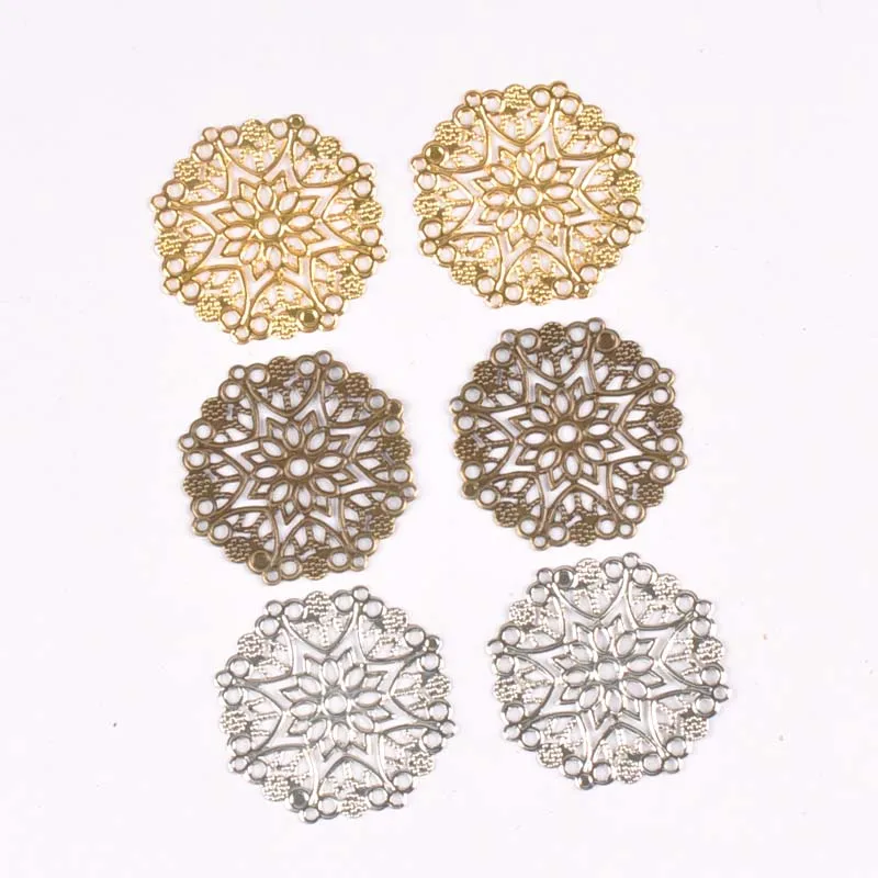 10pcs  Filigree Flower Wraps Connector Flatback Metal Embellishments Scrapbooking For DIY Jewelry Findings YKL0735