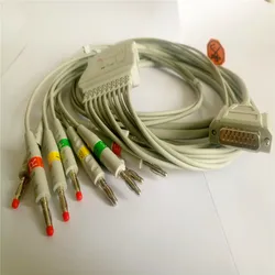 Compatible For Nihon Kohden ECG-1250,ECG-1350 ECG EKG Cable with leadwires 10 leads Medical ECG Cable 4.0 Banana End AHA,TPU