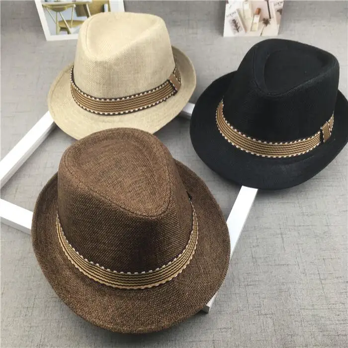 New Straw Cap Baby Hats Children Jazz Cap Bucket Hat Sun Cap Summer Hat For Girls Boys Panama Hat Photography Props