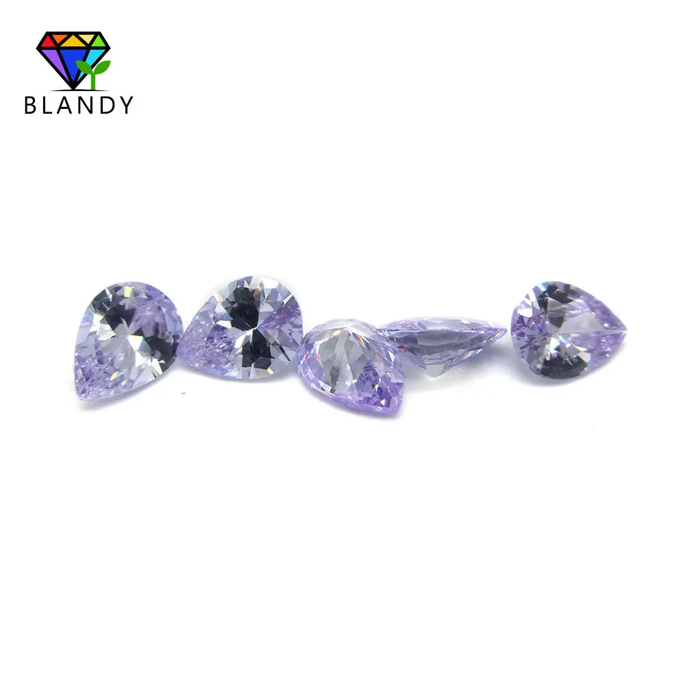 Wholesale Pirce 2x3~13x18mm AAAAA Pear Cut CZ Zircon Gems Lavender Loose Synthetic Cubic Zirconia Stone For Jewelry