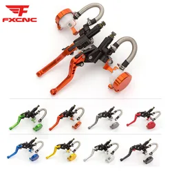 Orange Adjustable Universal Motorcycle Hydraulic Clutch Brake Pump Master Cylinder Set For 7/8'' Handlebar 125cc - 400cc Racing