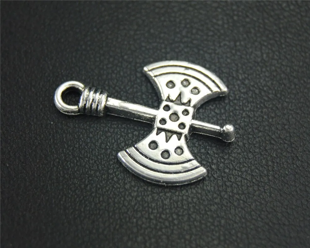 30pcs  Silver Color Axe Charm Pendant DIY Necklace Bracelet Bangle Findings 24x18mm A1848