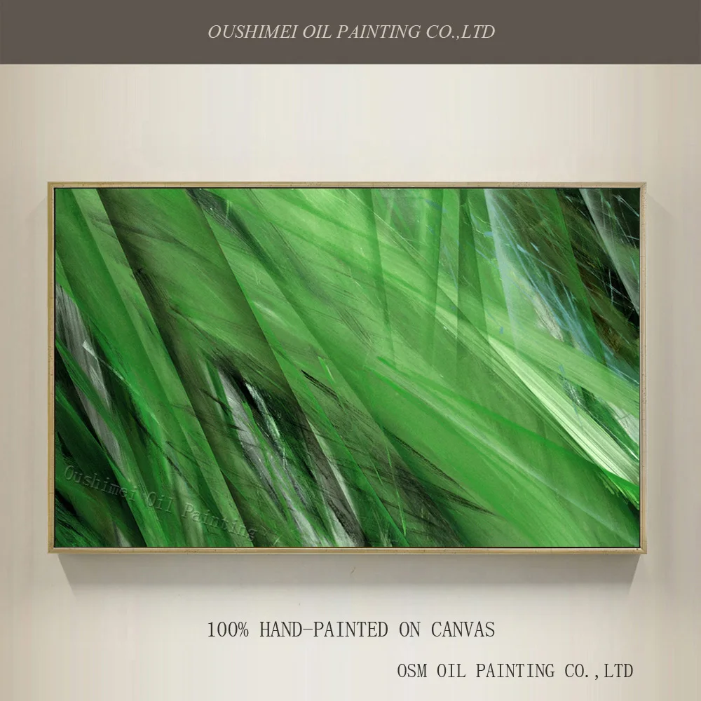 

Master Level Artist Hand-painted Top Quality Abstract Green Art Oil Painting on Canvas Fresh Colors Grass Green Oil Painting