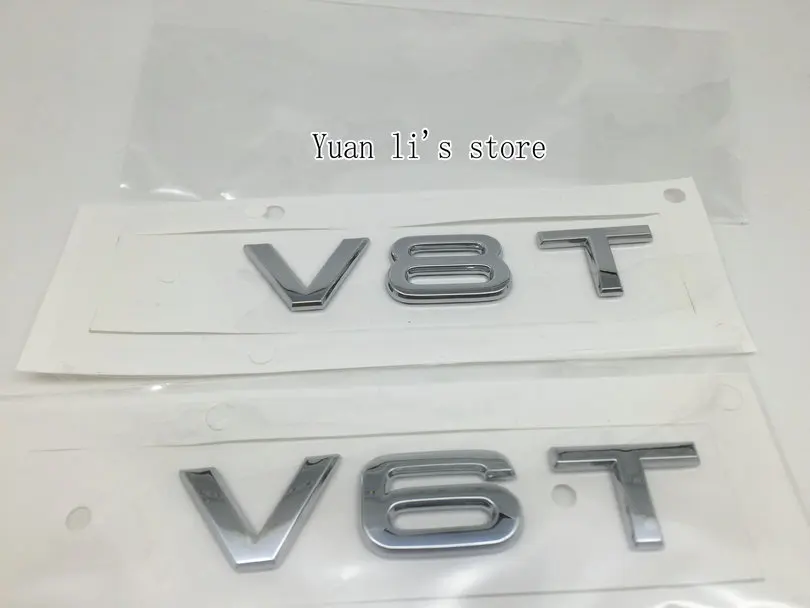 

1 Pcs Car Chrome Badge Emblem Genuine OEM V8T V6T A6 RS6 TDI TFSI A7 A8 CAR bady stick v8t v6t car emblem stick Car Styling