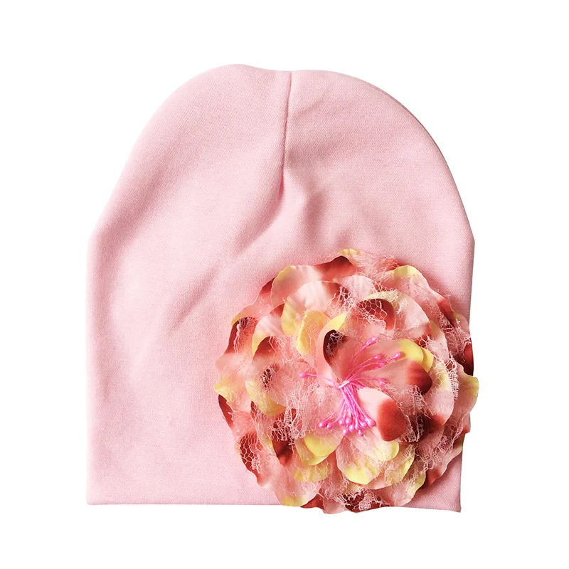 Partisig Brand Baby Girls Hat Cotton Knit Floral Beanie For Girls Spring Autumn Caps With Big Flower Winter Children\'s Hats