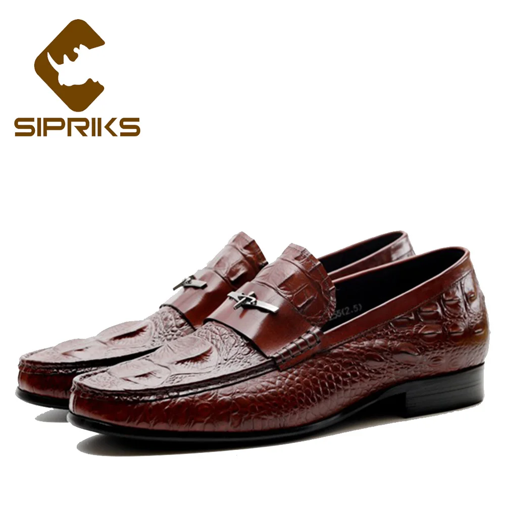 Sipriks Autumn Mens Slip On Leather Shoes Black Casual Shoes Elegant Male Moccasin Slippers Burgundy Mens Loafers Euro 44 2020