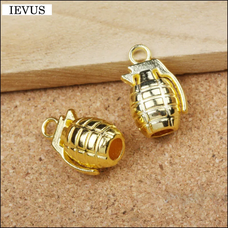 Factory Price 3 Pieces/Lot 22mm*13mm Shiny Gold Color Weapon Charm Hand Grenade Charms Diy Grenade Charm For Jewelry Making 1351