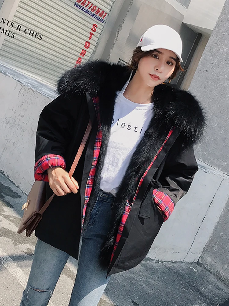 

New thick warm natural fox fur coat fur detachable fox liner coat ladies winter warm double-faced fur