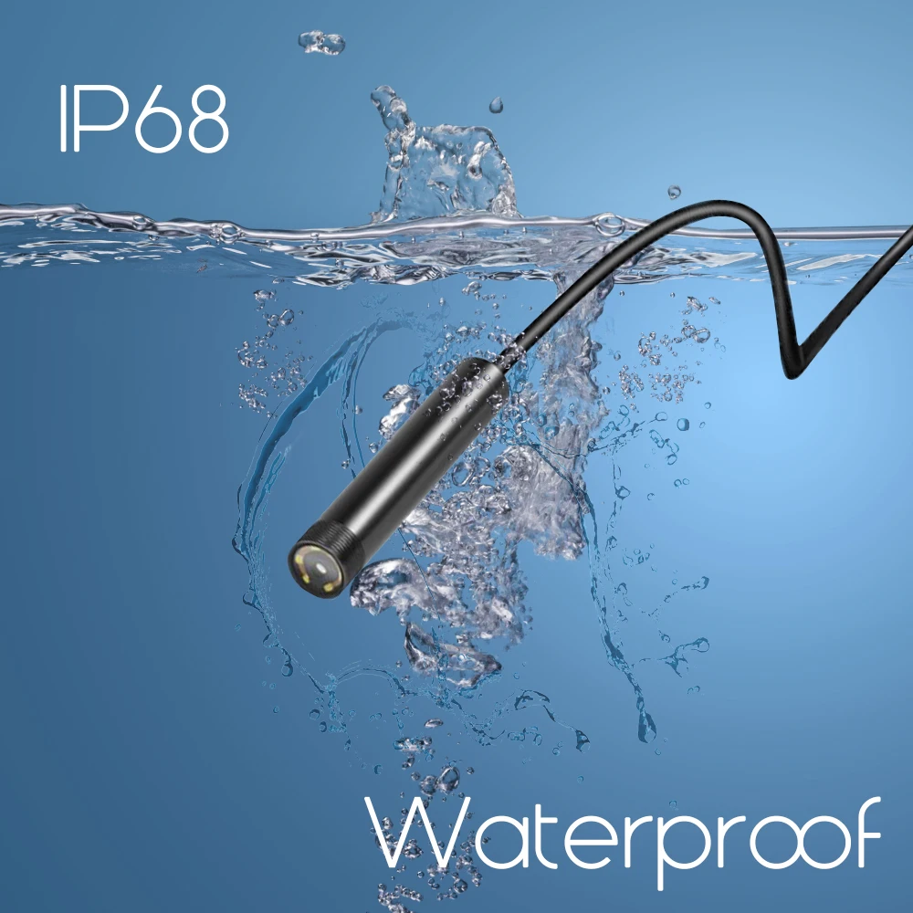 AOUERTK 2MP WIFI Hard Wire Endoscope Camera HD 1200P Waterproof Snake Tube Inspection Wireless Borescope Camera Android IOS