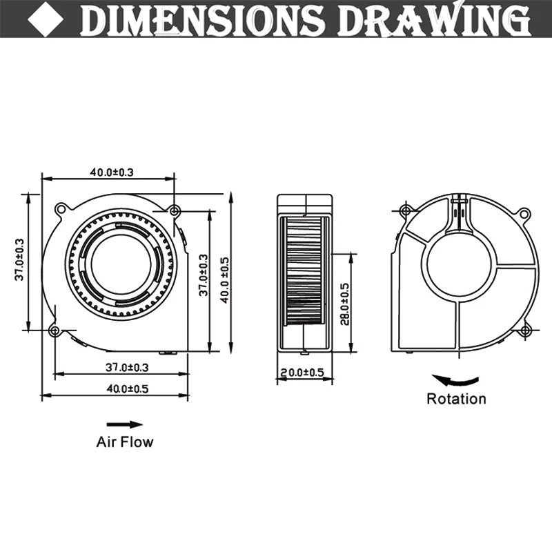 Gdstime-ブロワー,3dプリンターアクセサリー,冷却ファン,ターボファンブロワー,500x40mm x 20mm,4020個
