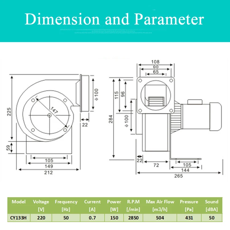 CY133H High temperature resistant fan industrial centrifugal fans sirocco blower fan sotve fireplace boiler fan extractor 220V