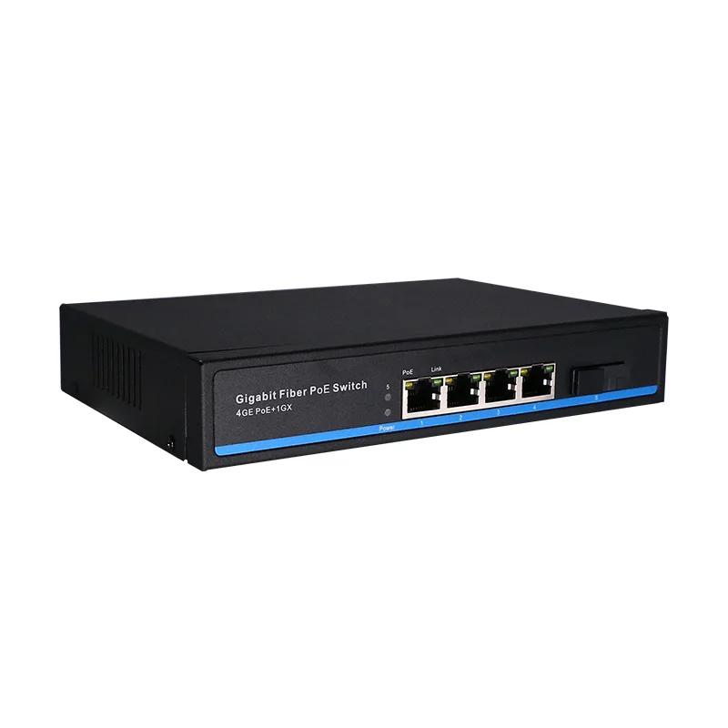 4x1000M RJ45 Port  PoE Switch 1x1000M Fiber Switch Uplink built in power AC100V-240V PoE Switch Fiber PoE Gigabit switch