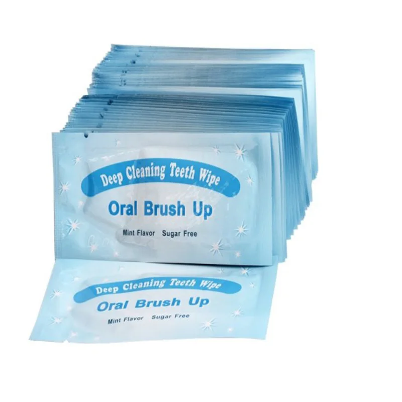 100pcs / 50 pcs Oral Hygiene Teeth Whitening Brush Up Textured Finger Deep Cleaning Wipes