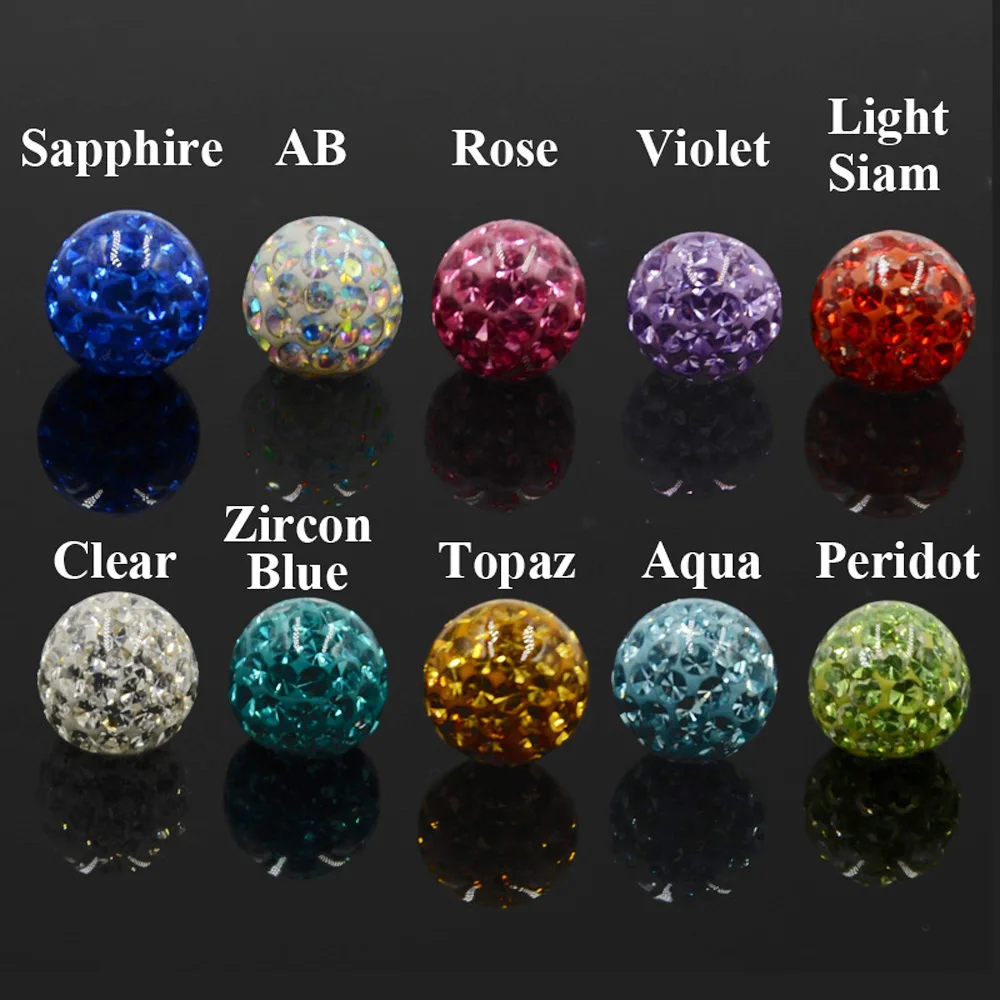 1Piece Ferido Epoxy Cubic Zircon Replacement Ball for Ear Lip Ring Stud Tragus Catilage Labret Belly Navel Ring Jewelry