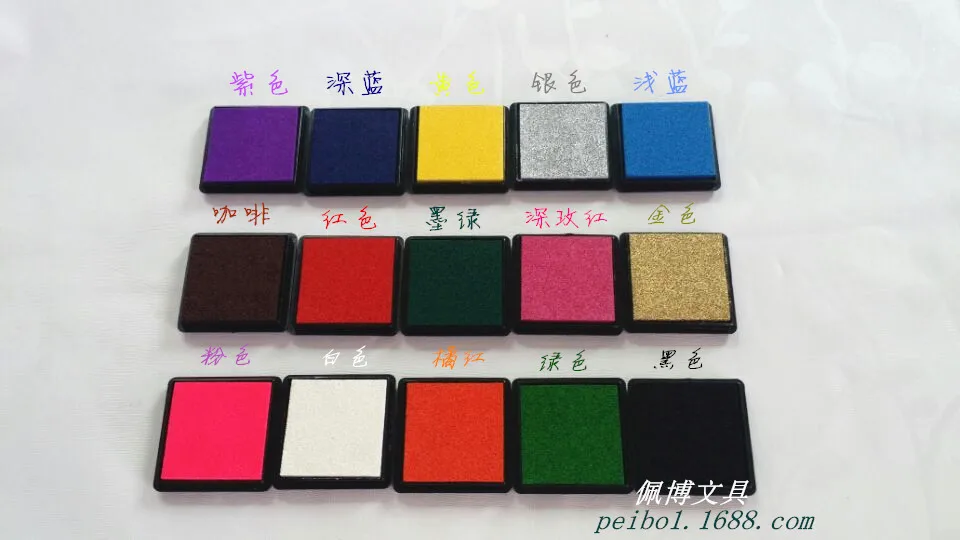 15colors 1pc 4x4cm Square Inkpad Craft Oil Based Diy Ink Pads for Rubber Stamps Scrapbook Decor Fingerprint Kids Art Supply