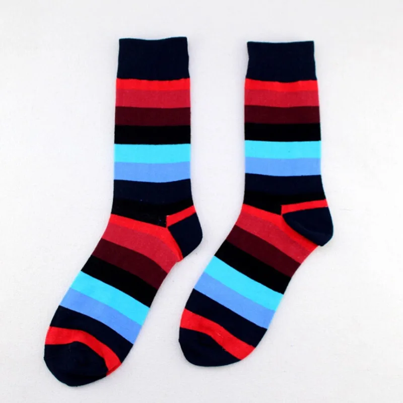 PEONFLY 26 Colors Brand Quality Mens Happy Socks Striped Plaid Socks Men Combed Cotton Calcetines Largos Hombre