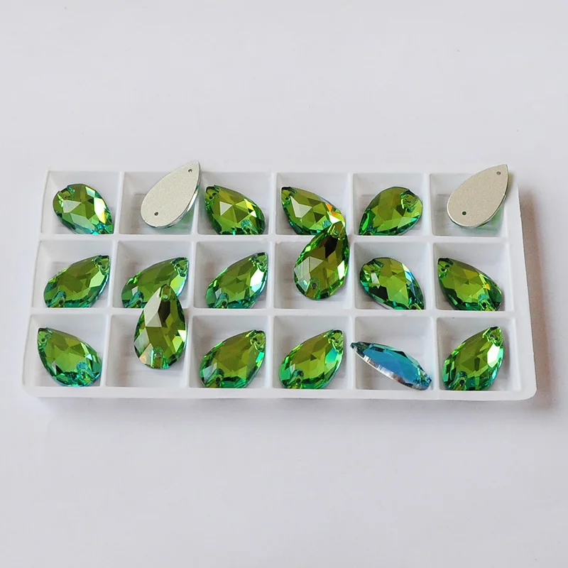 Peridot-Glas-Strass-Kristalle, flache Rückseite, zum Aufnähen, DIY-Steine für Kleidungsstücke und Kleiderdekoration. – Detail 5
