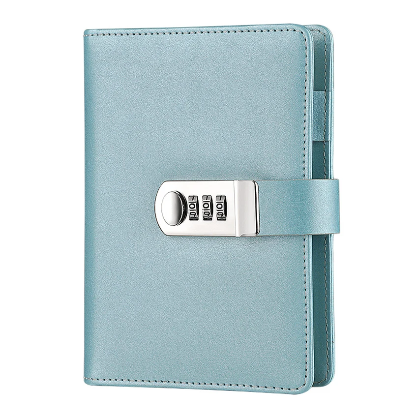 PU Password Lock Notebook Business Meeting Record Book Memo Journal Diary Notepad Student Stationery Office Supplies