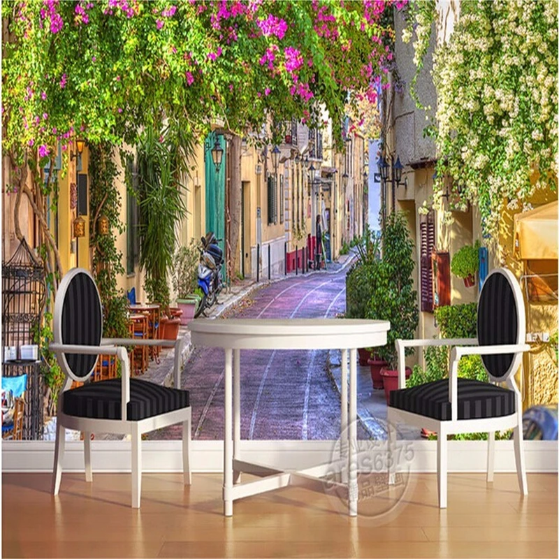 beibehang photo wallpaper Custom 3D Continental streetscape sofa flowers landscape extends bedroom space wall mural wall paper