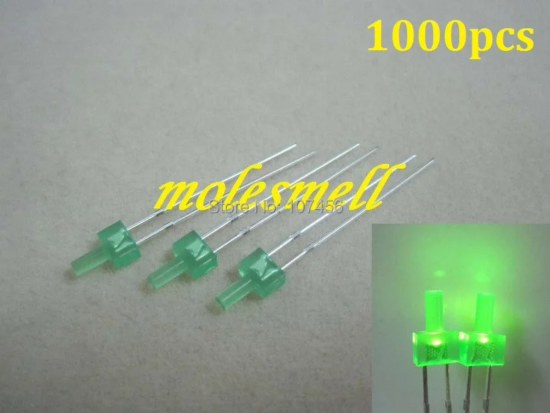 

1000pcs 2mm flat top diffused green Diffused LED 2mm flat head green led 2mm big/wide angle Led Light 2mm green Lens led lamp