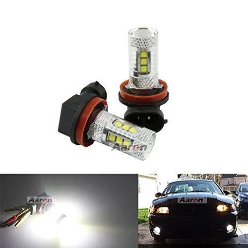 Lampada H8 H11 80W 16-Led Smd Cree chip led Branco 6500K Farol Neblina 12V-24V Efeito Branca