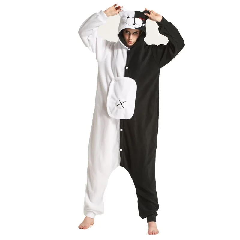 Adult Fleece Onesies Pyjama Costume Danganronpa Dangan Ronpa Monokuma & Monomi Halloween Christmas Carnival Party Clothing