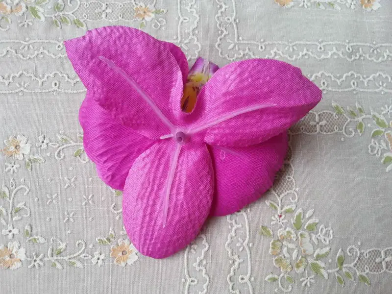 50 pcs/lot  Purple Silk Orchids Large Orchid  4.75 inches For Hair comb Hairbands Weddings Decor Wholesale Lots