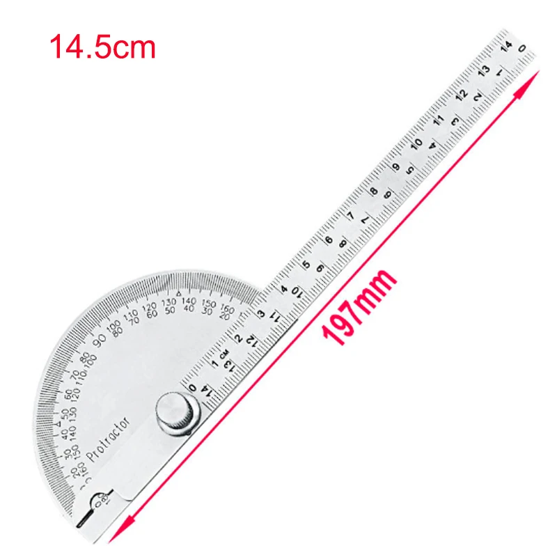 10cm/14.5cm 180 Degree Adjustable Protractor multifunction stainless steel roundhead angle ruler mathematics measuring tool