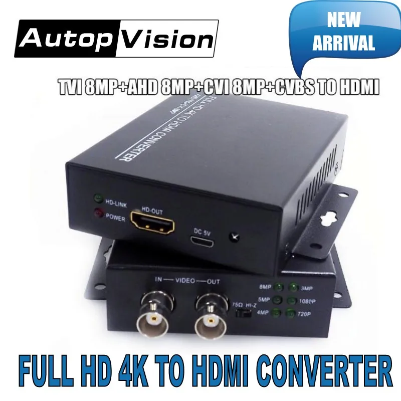 

2019 New arrival 4K 720/1080P HDC-ADH 4-in-1 Resolution supports CVI 8MP /TVI 8MP /AHD 8MP+CVBS to HDMI Converter security test