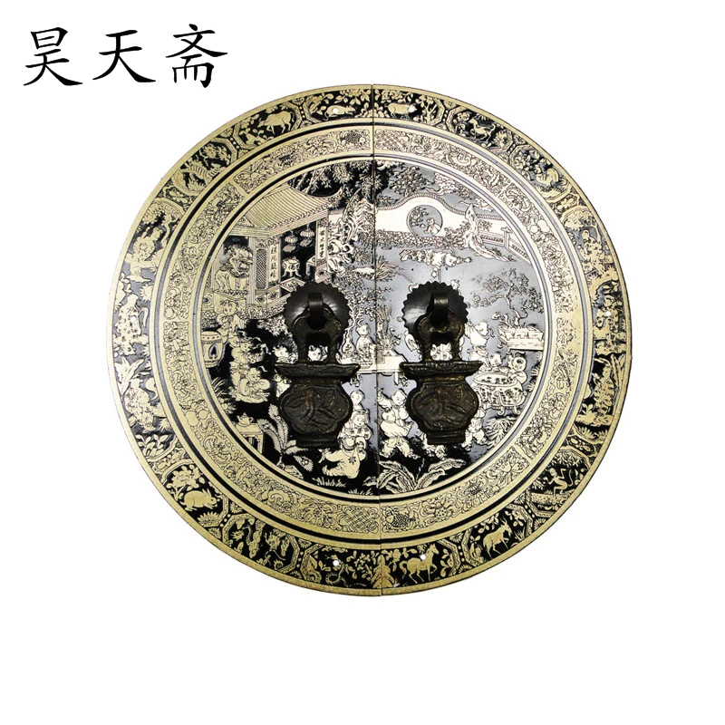 [Haotian vegetarian] Chinese antique cabinet drawer handle copper HTB-147 section diameter 18CM Beizitou