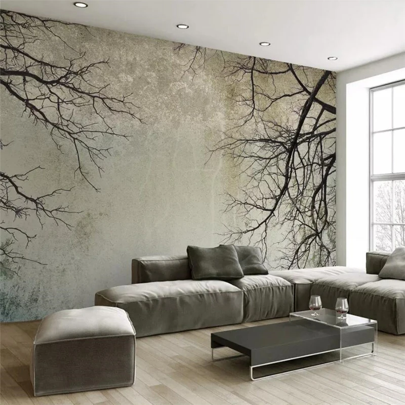 

Custom wallpaper 3d mural retro branches sky minimalist Scandinavian style TV background wall beautiful watercolor tree ceiling