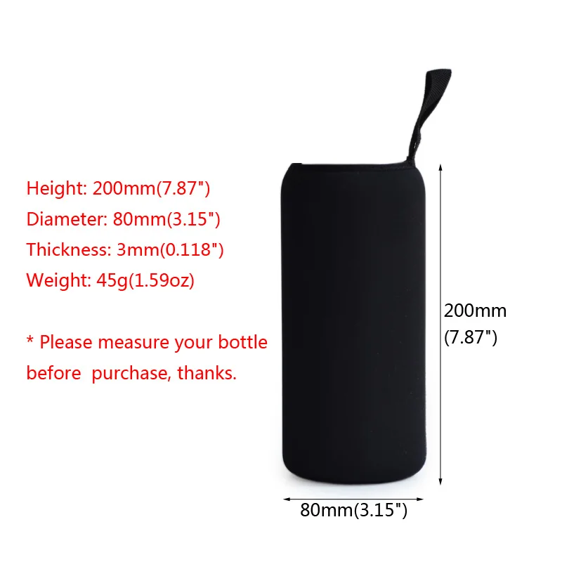 HOSHIZORA Sports Water Bottle Case Insulated Bag Neoprene Pouch Holder Sleeve Cover Carrier for Mug Bottle Cup 20x8cm for 1L