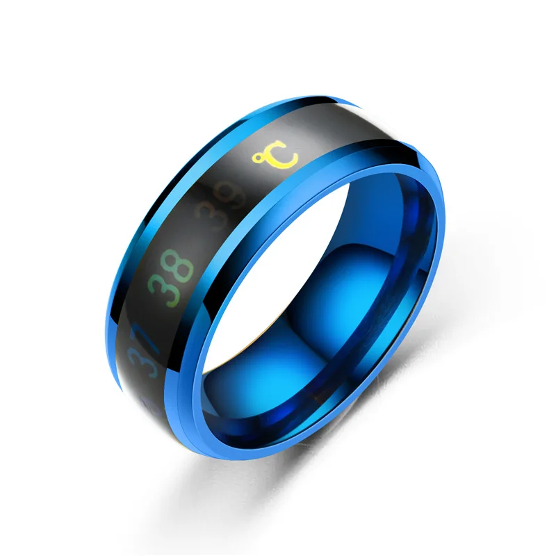 Fashion Intelligent Thermometer Ring Temperature Measuring Simple Creative Stainless Steel Couple Wedding Rings Jewelry