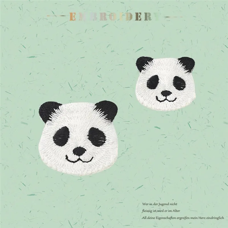 AHYONNIEX Marke Niedlicher Cartoon Großer kleiner Panda Patch 2023, neue Tier-Aufnäher zum Aufbügeln für Kinder, Kleid, Jeans, kleine DIY-Applikation – Detail 1