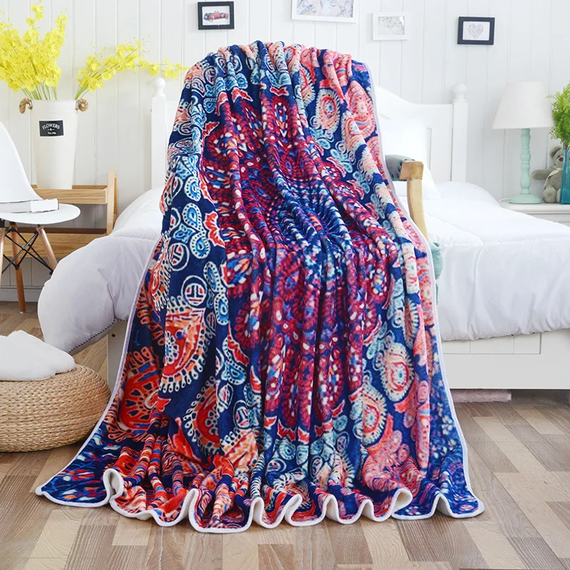 Bohemian Mandala Fleece Throw Blanket for Beds, Soft Warm Bedspread, Couverture Blankets, Sofa, Bedroom, Home Decor, Drop Ship